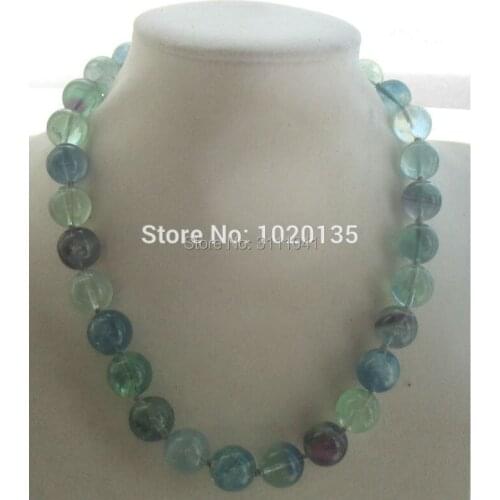Fluorite green round 8-14mm necklace 18inch wholesale nature beads FPPJ gemstone