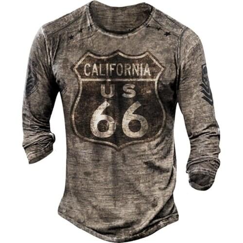 Autumn Casual Long Sleeve T-shirts Mens Vintage Loose O-Neck Pullover Tops New Fashion Pattern Printing Tee New Men Streetwear