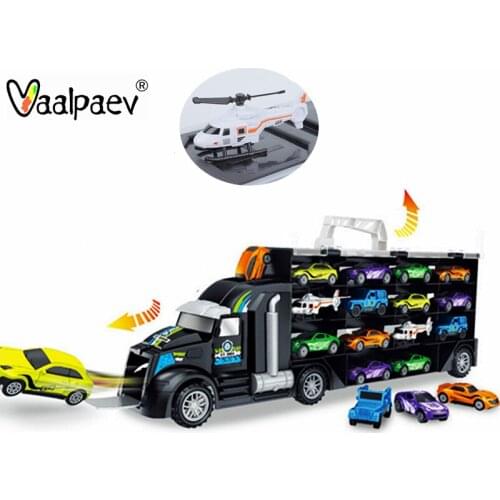 Cargo Container Truck Vehicles Models Storage Toys for Boys 10 Cars 2 Helicopter Air Plane Scale Carry Case Box Korea Cheap Good