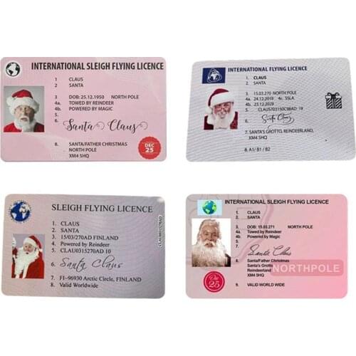 Creative Santa Claus Flight License Christmas Eve Driving Licence Christmas Gifts For Children Kids Christmas Tree Decoration