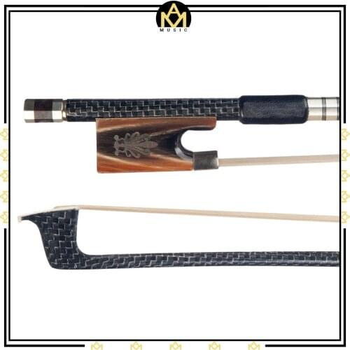 Master Silver Silk Braided Carbon Fiber Bow 4/4 Fiddle/ Violin Bow Carbon Fiber Bow W/ Ox Horn Frog White Horsehair Bow