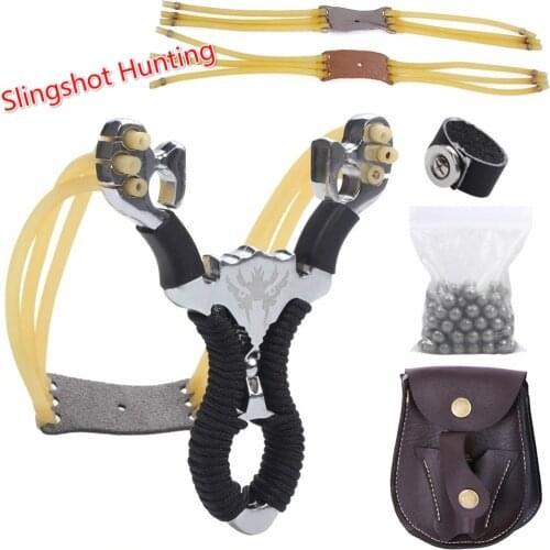 Powerful Sports Outdoor Stainless Steel Slingshot Set with Steel Balls Ammo Bag Outdoor Hunting Catapult Powerful Slingshot Bow