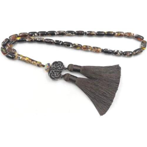 Mans Tasbih Muslim Resin prayer beads misbaha Cotton tassel gift for father