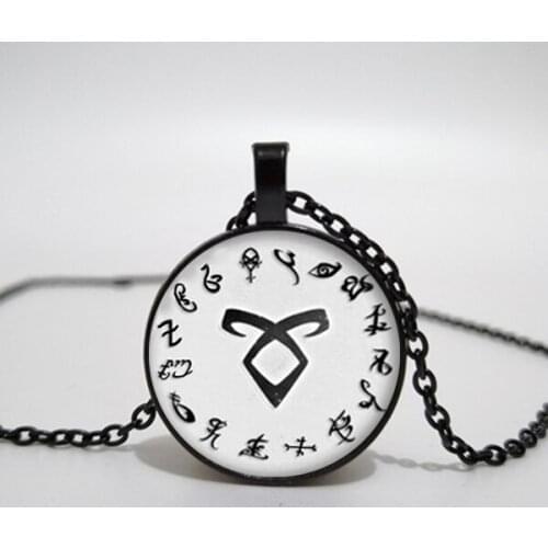 Mortal musical instrument city bone necklace retro angel power rune Shadowhunters pendant necklace men and women