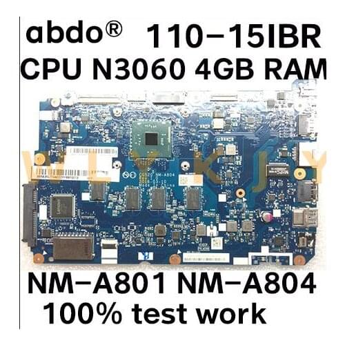NM-A801 NM-A804 is suitable for Lenovo ideapad 110-15IBR notebook motherboard CPU N3060 RAM 4GB 100% test work
