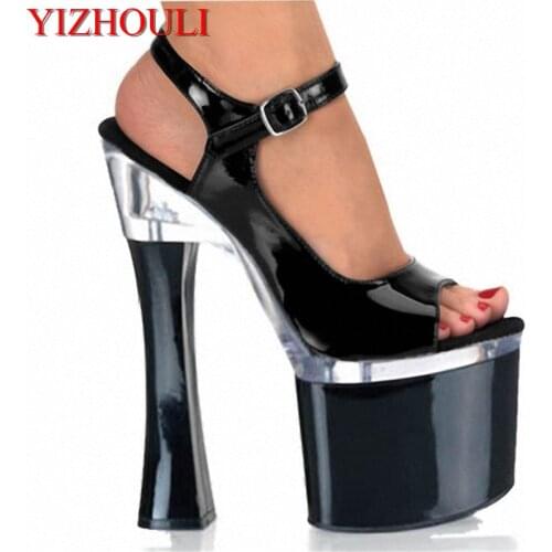 New sexy women platform high heel shoes 18cm high heel motorcycle spool heel Dance Shoes