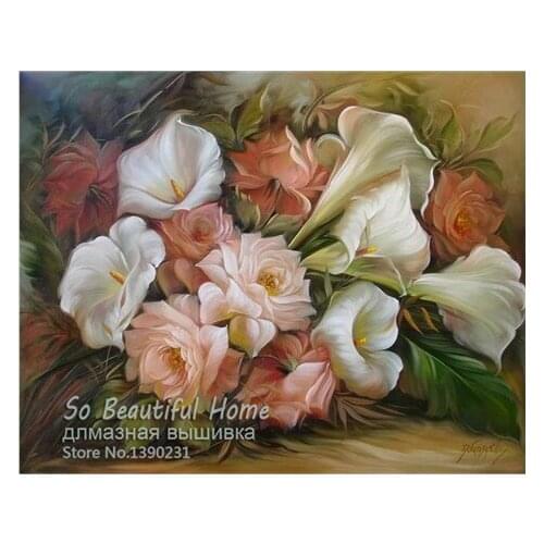 New 3D Diy Diamond Painting Cross Stitch Kits Flowers Diamond HandCraft Resin Craft Mosaic Embroidery Room decoration SH6825