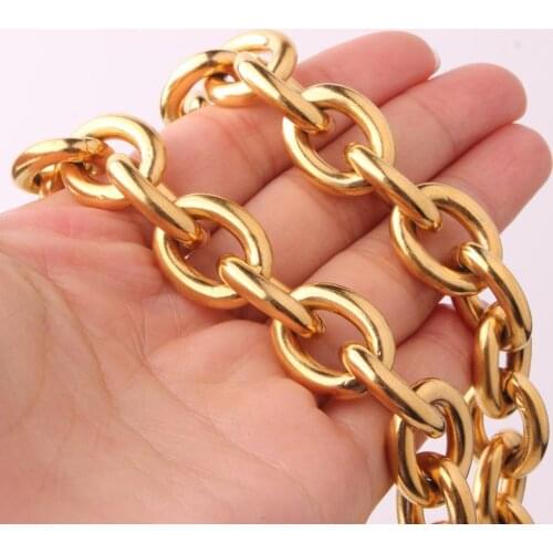 Granny Chic Boys Mens Gold Tone 316L Stainless Steel Rolo Oval O-Chain Necklace Choker Hip Hop Rock Jewelry Gift 11mm 7-40inch