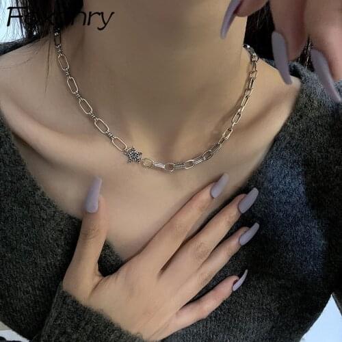 Foxanry 925 Sterling Silver Clavicle Chain Necklace Summer New Trend Punk Vintage Charm Creative Star Party Jewelry Couple Gifts
