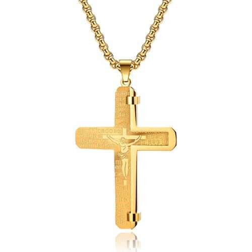 Pendant Necklace Titanium Steel Cross Bible Fashionable Personality Wear Soul Men Christian Passion Accessories