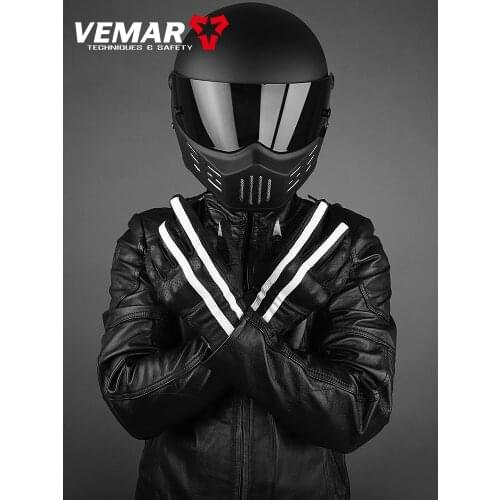 Summer breathable touch-screen motorcycle riding leather gloves mens fall-proof motorcycle rider finger gloves retro seasons