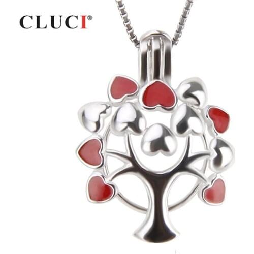 CLUCI 925 Sterling Silver Cage Pendant Women Jewelry Tree of Life Hollow Pendant Silver 925 Pendant Pearl Locket SC268SB