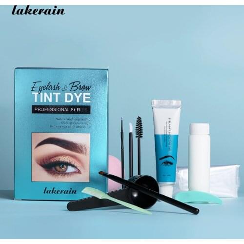 Professional Eyelashe & Eyebrow Dye Paste Tint Kit Gel Waterproof Permanent Brow & Lashes Dye Comb Brush Set Cosmetics