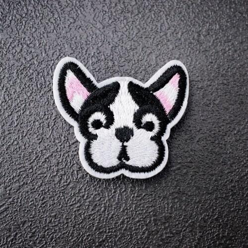 Bulldog Size:3.7x4.2cm Iron On Cloth Patch Embroidered Cute Hippie Kids Cartoon For Clothes
