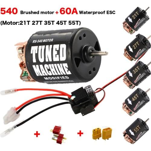 RC 540 motor 21T 27T 35T 45T 55T Brushed Motor With XT60 T plug WP-1060-RTR 60A Waterproof ESC for 1/10 Rock Crawler Climbingcar