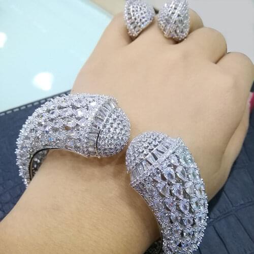 GODKI Luxury African Bangle Ring Sets Fashion Dubai Bridal Jewelry Sets For Women Wedding brincos para as mulheres 2019