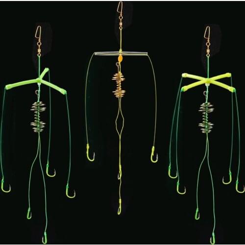 LEDIAO 2Pcs 3 Way Fishing Explosion Hook Fishing Lure Bait Trap Feeder Stainless Steel Springs Carp Fishing-Hooked-Balance Tool