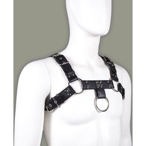 Sexy Men PU Faux Leather Bandage Tops Straps Short Tank Top Bondage Hot Men Tops Harness Male Gay Lingerie Gay Wear F35