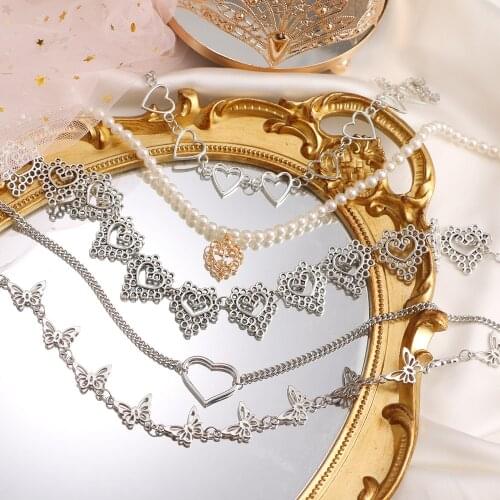 Heart Chain Choker Necklace For Women collar Goth Necklaces Aesthetic Jewellery Christmas Party Girl halloween New Chocker