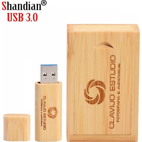 SHANDIAN USB3.0 Maple wood box USB flash drive bamboo pen drive 4GB 8GB 16GB 32GB Free custom logo engrave 128GB memory stick