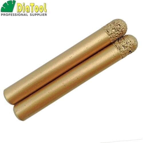 SHDIATOOL 2pcs 10/12mm X76mm CNC STONE Engraving Bits Cylinder Ball-end, CNC Tooling Stone Carving Tools Diamond Burrs, End Mill