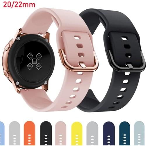 Silicone sport watch band For Galaxy watch active 2 40 44 smart watch strap For Samsung Galaxy watch 42 46mm Replacement 20 22MM