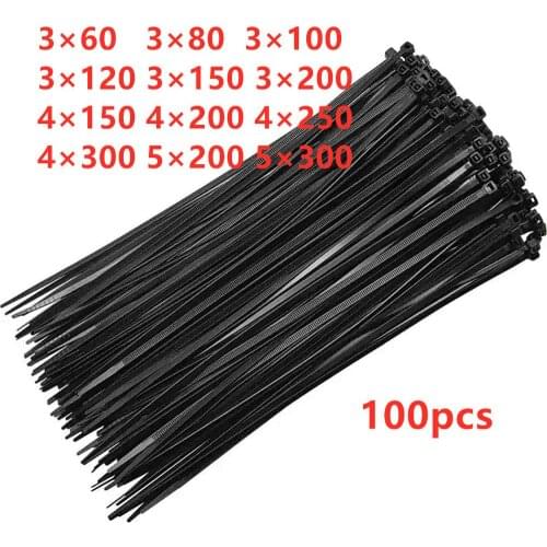 100PCS black 4X200 2.7 Self-locking plastic nylon tie cable tie fastening ring 3X200 1.9×200 cable tie zip wraps strap nylon