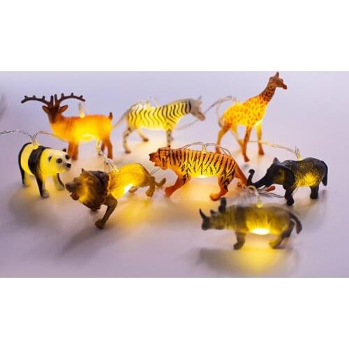 1.2M 8LED Tiger Panda String Lights Jungle Safari Party Decorations Children Birthday Party Living Room Kids Room Decor Supplies