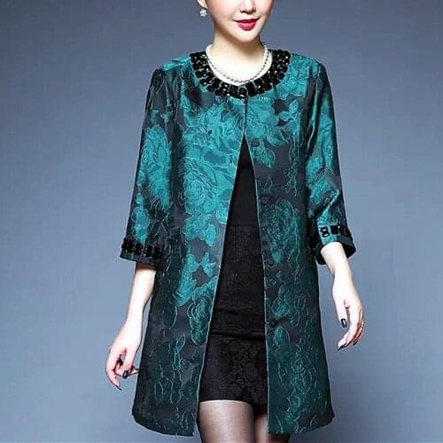 Trench Coats Womens Mother Coats New Spring Autumn Dobby Florals Luxury Beaded Plus Size Tops Party Coats Outerwear SY249