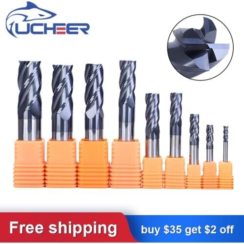 UCHEER 1PCS HRC45 4 Flute 8/10/12mm end mill CNC tools Alloy Carbide Tungsten Steel Milling Cutter cutting metal cricut machine