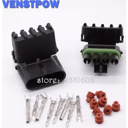 1pcs / lots Female Male Weather Pack 4 Pin Double Row Automobile Connector Plug Sealed Wiring Automobile Connector Kit 18-14 GA