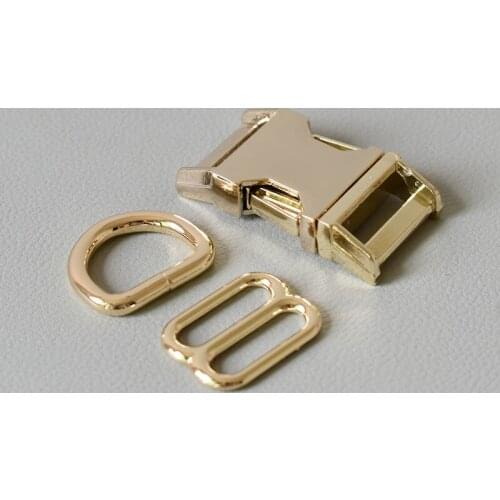 20 Sets (Metal Buckle+8 Buttons+D REing/Set) 20mm DIY Dog Collar Diy Emboitement Zinc Alloy Buckle Adjust Buckles Gold