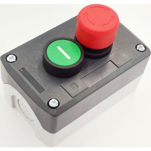 240V 3A Red Emergency Stop Momentary Green Flat Pushbutton Switch Station Box