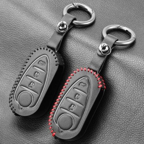 3 Buttons Genuine Leather Car Key Cover Case For Alfa Romeo Mito Giulietta 159 GTA Flip Remote Auto Key