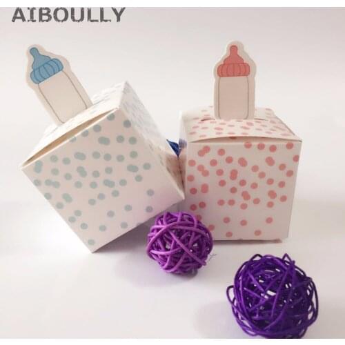 30pcs/pack DIY Baby bottles Duck Pattern Kids Birthday Party Gift Boxes Baby Shower Candy Boxes Bomboniera Giveaways Box