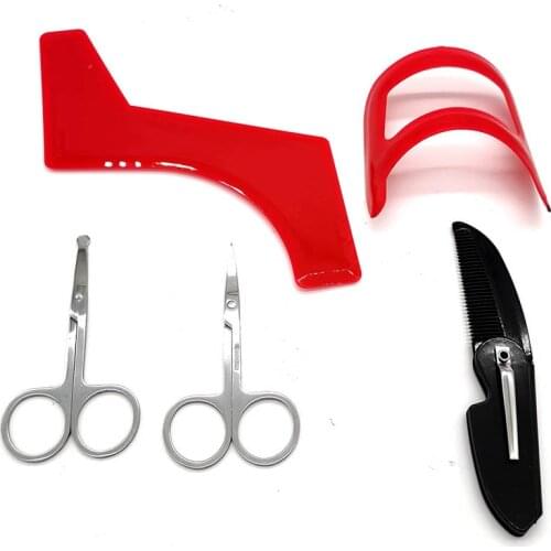 5pcs/Set Men Beard Hair Goatee Neckline Shaving Template Guide Haircut Kit Tool