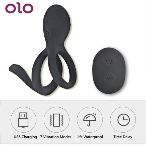 7 Speed Vibrating Penis Cock Ring Long Lasting Delay Ejaculation Erection Lock Ring Wireless Remote Control Sex Toy for Men