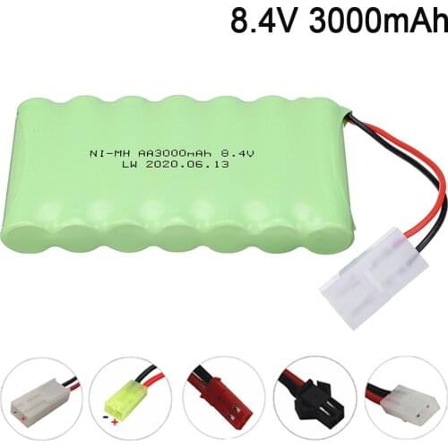 8.4v 3000mah NiMH Battery For Rc toy Car Tanks Trains Robot Boat Gun Ni-MH AA 2400mah 8.4v Rechargeable Battery SM/Tamiya/JST