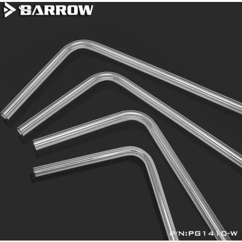 Barrow PMMA / PETG Hard Tube ( OD12mm / OD14mm / OD16mm ) + 2mm Thickness + 90 Degrees Bending Tube Transparent 4pcs/Lots