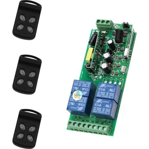 Free Shipping New 85V 110V 220V 250V 10A 4CH Electric RF Wireless Remote Control Switch 315mhz 433mhz Receiver Transmitter 4Keys