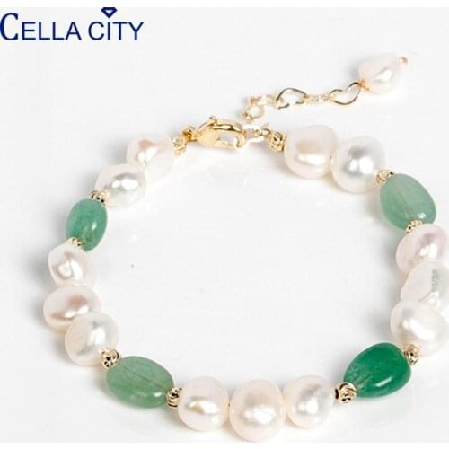 Cellacity Womens Freshwater Pearl Bracelet Elegant Silver 925 Jewelry Natural Gemstones Simple Temperament Gift For Girlfriend