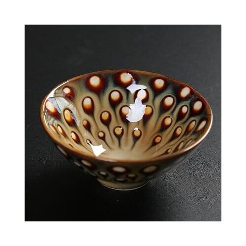 Peacock cup ceramic tea bowl Kungfu cup master cup Jian cup kiln change cup tea kiln change single cup family gathering cup