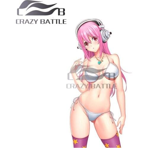 Crazy Battle 13 x 6.5cm Super Sonico Anime Graffiti Car Stickers Decoration Decal Campervan Air Conditioner Sunscreen Decoration