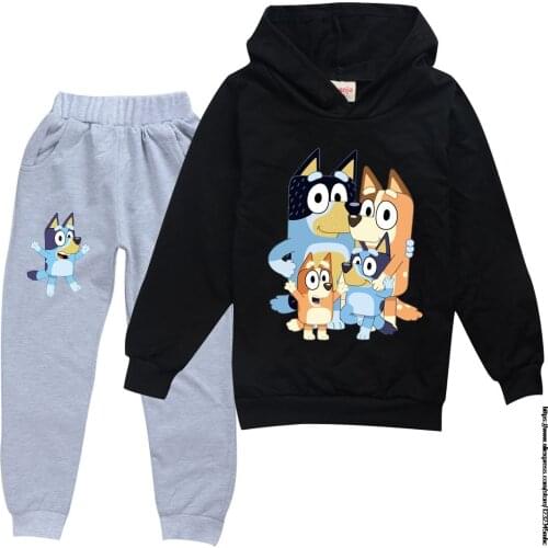 Kids bingo bluey Clothes Baby Girls Long Sleeve Hoodies Coat +Pants Girl Winter Outfits 2Pcs Childrens Christmas Outfits Sets