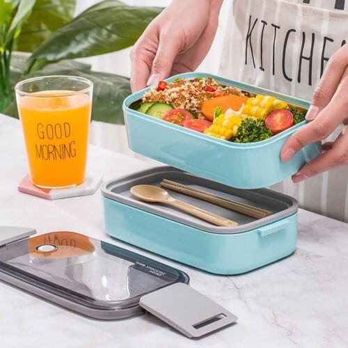 Double-Layer Bento Lunch Box Leakproof Lunch Containers for Adults and Kids Microwave Safe and BPA-Free