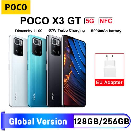 New Arrival POCO X3 GT 5G 8GB 128GB/256GB NFC Global Version MTK 1100 67W 6.6'' 120Hz 5000mAh 64MP Triple Camera Smartphone