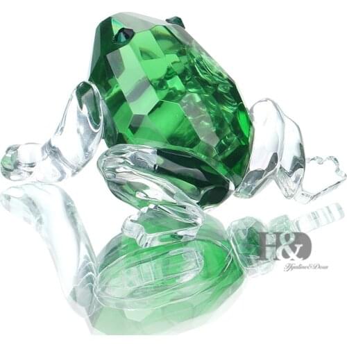 H&D Small Crystal Frog Collection Paperweight Art Glass Craft Table Centerpiece Ornament(Green)