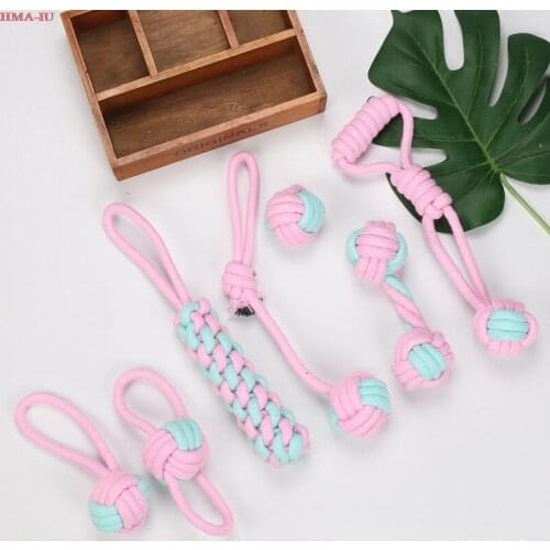 Pet Dog Puppy Cotton Chew Knot Toy Durable Braided Bone Rope Creative Dog Toys Cat Toys Multiple Shapes Teeth Cleaning