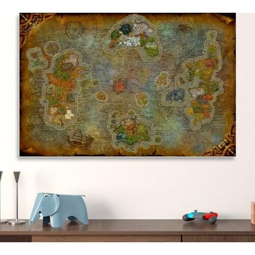 Warcraft world map Reminiscence suit Lv60 map canvas poster wall painting art wall stickers game poster world map wallpaper