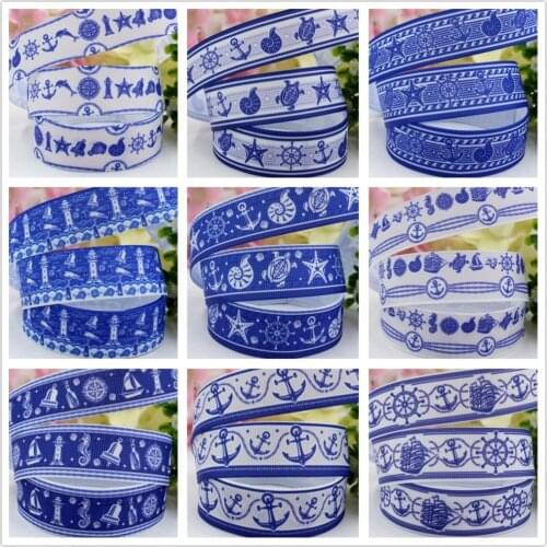 1642615 , 22MM Marine style Printed grosgrain ribbon, DIY handmadeHair accessories Material wedding gift wrap